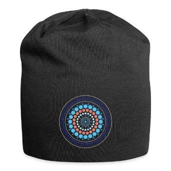 Blue Gradient Dot Mandala - Jersey-Beanie - Schwarz - Vorne
