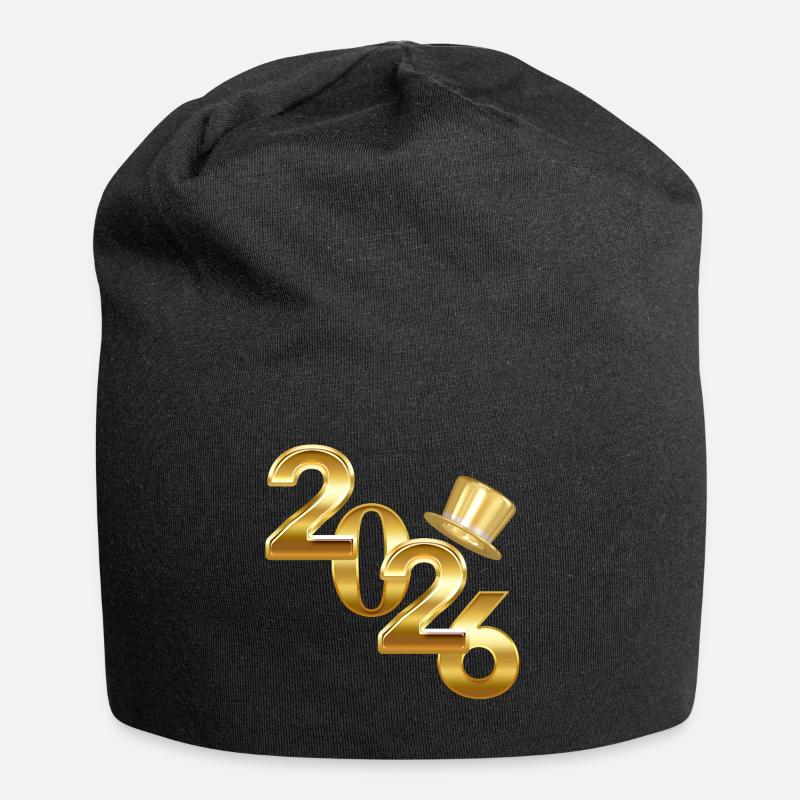 Neujahr 2026 - Jersey-Beanie - Schwarz