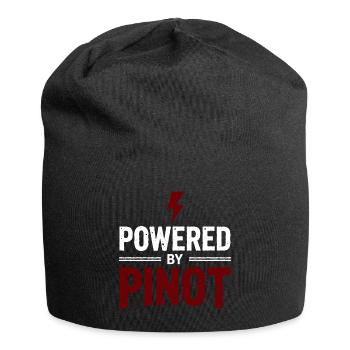 Powered by Pinot Wine Energy Saying - Jersey Beanie - black - Front