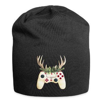 Weihnachtscontroller mit Hirschgeweih - Jersey-Beanie - Schwarz - Vorne