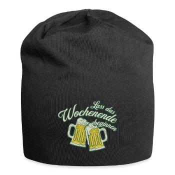 Wochenende Anstoßen Bier Alkohol Männer - Jersey-Beanie - Schwarz - Vorne