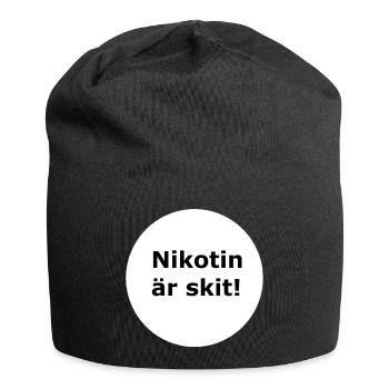 Nikotin ist Scheiße (Weißer Kreis) - Jersey-Beanie - Schwarz - Vorne