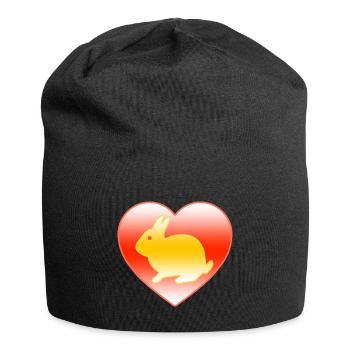 Kaninchen - Jersey-Beanie - Schwarz - Vorne