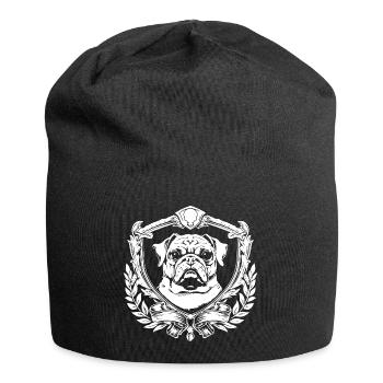 Bulldog Wappen mit Lorbeer - Jersey-Beanie - Schwarz - Vorne