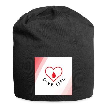 Schenken Sie Leben: Blutspenderherz - Jersey-Beanie - Schwarz - Vorne