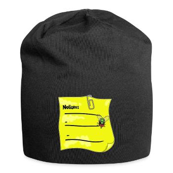 Notizzettel gelb – Büroklammer & Fake‑Fliege - Jersey-Beanie - Schwarz - Vorne
