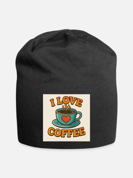 Kaffee-Liebesbecher - Jersey-Beanie - Schwarz