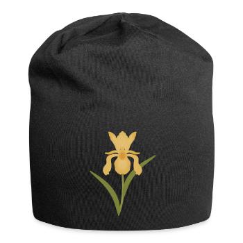 Golden Iris Bloom on Green - Jersey Beanie - black - Front