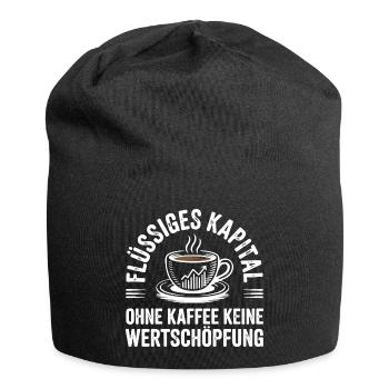 Flüssiges Kapital - Lustiges Kaffee Büro Design - Jersey-Beanie - Schwarz - Vorne