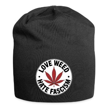 Love Weed, hate Fascism - Antifascist Merch - Jersey Beanie - black - Front