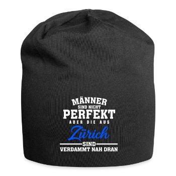 Zürich Männer Fast Perfekt Spruch - Jersey-Beanie - Schwarz - Vorne