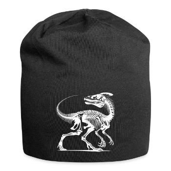Dinosaurier Raptor mit Rückgrat Knochen - Jersey-Beanie - Schwarz - Vorne
