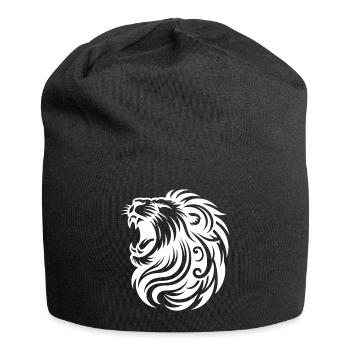 Lion rugissant avec une crinière et des dents élégantes - Bonnet en jersey - noir - Devant