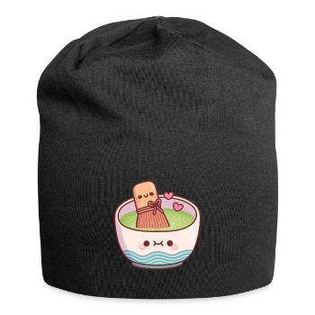 Süße Matcha-Teeschale und Schlageiter Valentinstag - Jersey-Beanie - Schwarz - Vorne