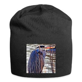 Héron cendré au lac - Photographie de nature Faune - Bonnet en jersey - noir - Devant