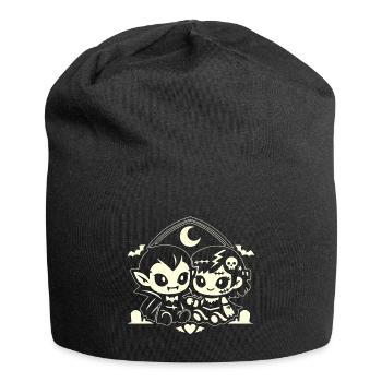 Nachtaktives, niedliches Vampirduo - Jersey-Beanie - Schwarz - Vorne