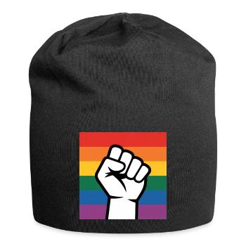 Antifa Fist – Antifaschistisches Merch - Jersey-Beanie - Schwarz - Vorne