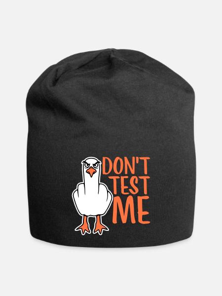 Don't Test Me Möwe Vogel Frech Mittelfinger Böse - Jersey-Beanie - Schwarz