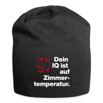 DEIN IQ IST AUF ZIMMER-TEMPERATUR. SARKASMUS FRECH - Jersey-Beanie - Schwarz - Vorne