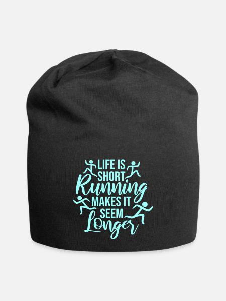 Life Is Short Running Makes It Seem Longer Funny - Jersey Beanie - black