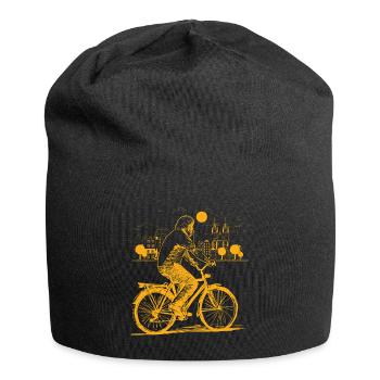 Fahrrad Alter Mann Stadt Skyline Radfahren - Jersey Beanie - black - Front