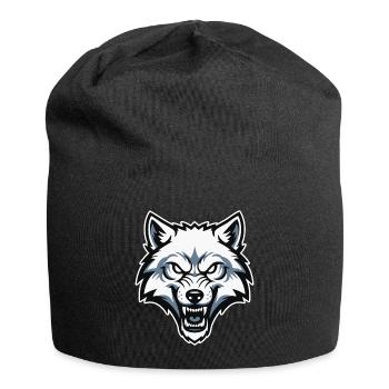 Wild Arctic White Wolf Maskottchen-Maskottchen-Logo - Jersey-Beanie - Schwarz - Vorne