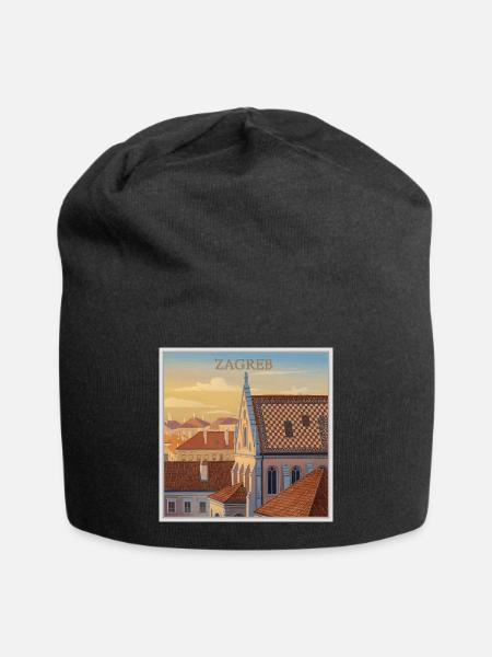 Zagreb Dachlandschaft im Abendlicht - Jersey-Beanie - Schwarz