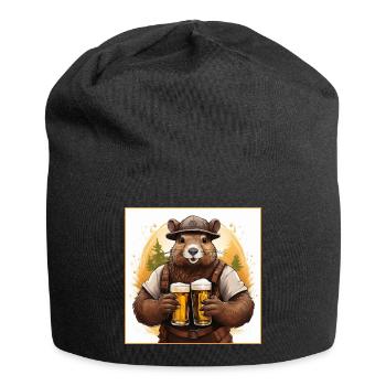 Beaver with beer - Jersey Beanie - black - Front