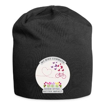Vélo Chemise de banlieue Vélo papillon fleuri - Bonnet en jersey - noir - Devant
