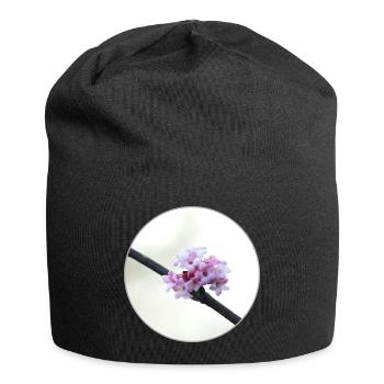 Fleur rose et blanche délicate, fleur blanche - Bonnet en jersey - noir - Devant