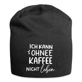 Kaffeeabhängige Lebensfreude - Jersey-Beanie - Schwarz - Vorne