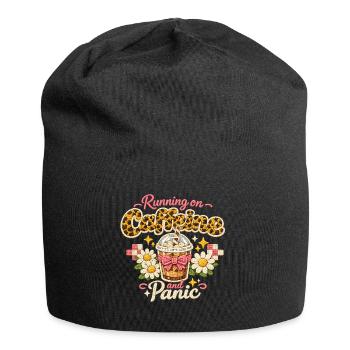 Courir au café et paniquer - Bonnet en jersey - noir - Devant