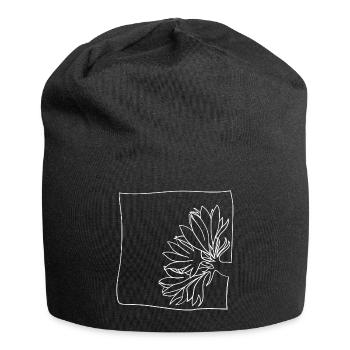 Kornblume minimalistisch - Jersey-Beanie - Schwarz - Vorne