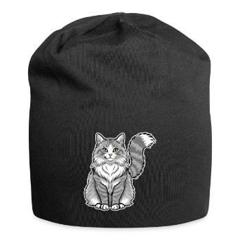 Chat Norvégien Gris Blanc Portrait Majestueux - Bonnet en jersey - noir - Devant