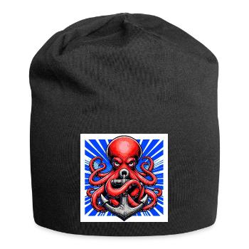 Octopus embraces an Anchor - Jersey Beanie - black - Front