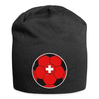 Fußballverein Schweiz - Jersey-Beanie - Schwarz - Vorne