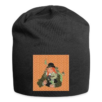 Barocke Lady mit Drache Humorvolles Fantasy Design - Jersey-Beanie - Schwarz - Vorne