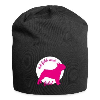 Pug fidel circle dogs humor office life animal love - Jersey Beanie - black - Front