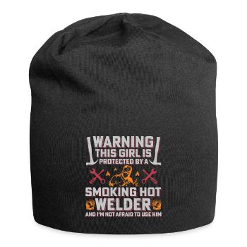 Warning Welder Protects His Girl - Jersey Beanie - black - Front