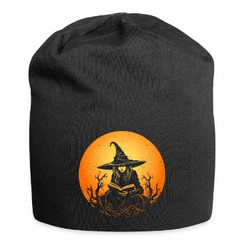 Mondschein Hexenbuch Illustration - Jersey-Beanie - Schwarz - Vorne