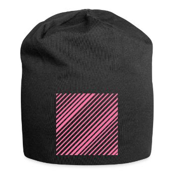 Grafische Linien mit diagonalen Streifen L-Rosa - Jersey-Beanie - Schwarz - Vorne