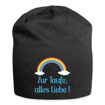 Baby Taufe Glückwünsche - Jersey-Beanie - Schwarz - Vorne