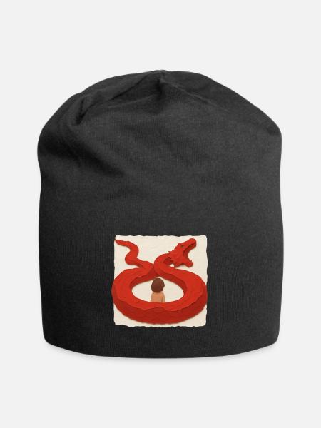 Drachenumarmung - Jersey-Beanie - Schwarz