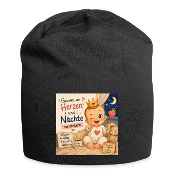 Geboren um Herzen zu Erobern - Jersey-Beanie - Schwarz - Vorne