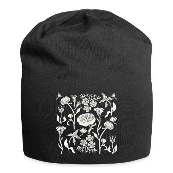 Peonies Forever L Botanical Peonies L White Ecru - Jersey Beanie - black - Front