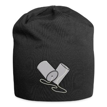 Blechdosen-Handy-Nostalgie - Jersey-Beanie - Schwarz - Vorne