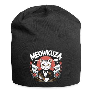 Meowkuza Cat Sword Japan Waves Samurai - Jersey Beanie - black - Front