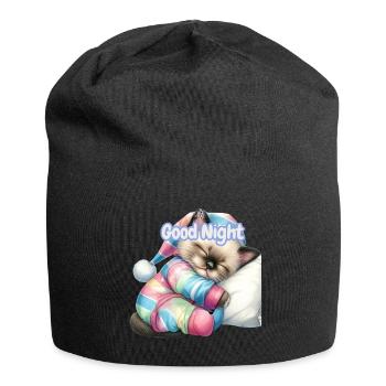 Pastel Kitten Gute Nacht - Jersey-Beanie - Schwarz - Vorne