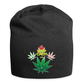 Keep Calm and Cannabis Leaf - Jersey Beanie - black - Front