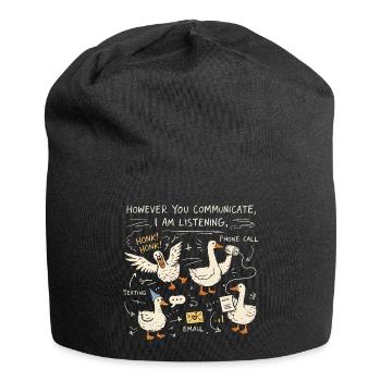 Ich höre Gänse-Humor | Sprach- und Sprachtherapie-Geschenk - Jersey-Beanie - Schwarz - Vorne